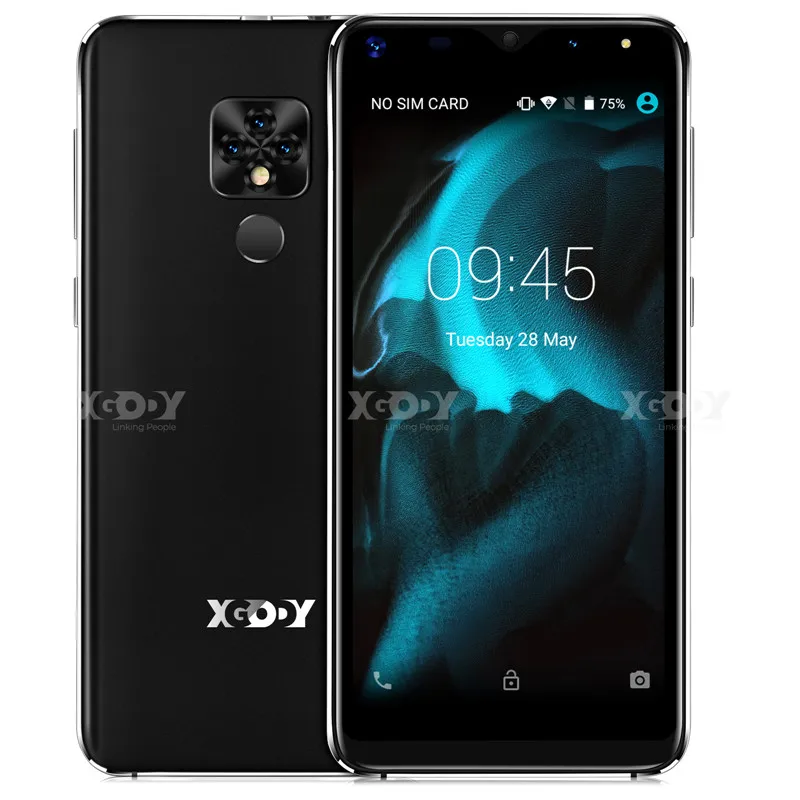 Черный Xgody mate 20 мини мобильный телефон Android 9,0 2500 мАч мобильный телефон четырехъядерный 1 Гб+ 16 Гб 5,5 дюймов 18:9 экран Двойная камера 3g смартфон - Цвет: Черный