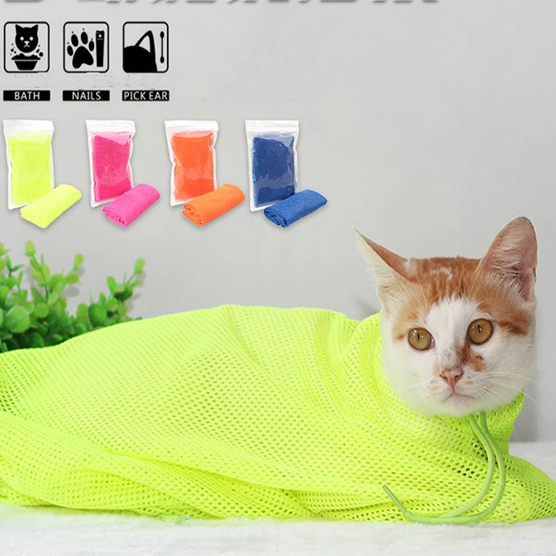 Cheap Cat Grooming Supplies Multifunction Pet Cat Washing Bag Mesh