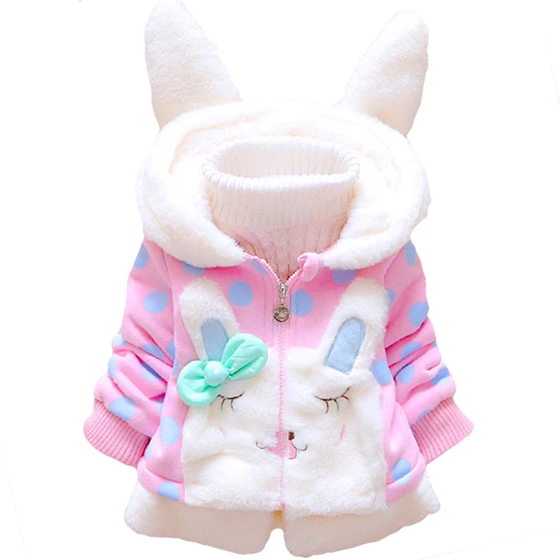 

Childrenn Kids Rabbit Baby Girls Dot Jacket Coat Girl Bunny Outerwear Toddler Kids Hooded Clothes Infantil Girls Outside Wear