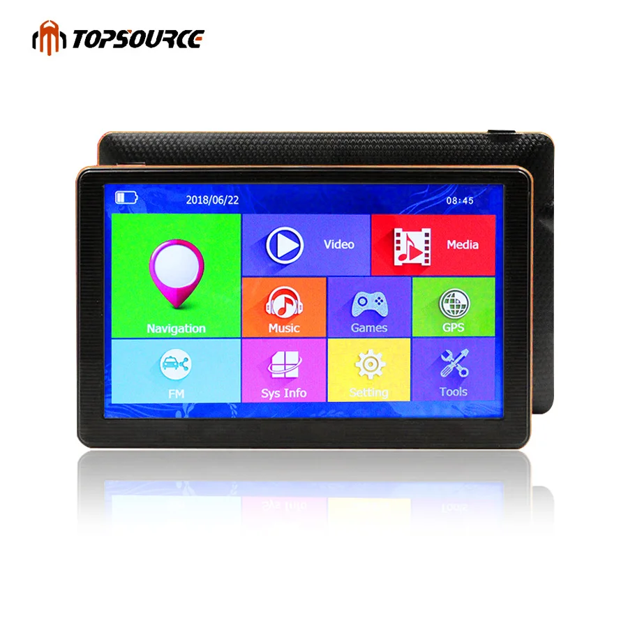 Topsource автомобильный gps навигатор HD 7 дюймов емкостный экран FM Встроенный 8 Гб карта