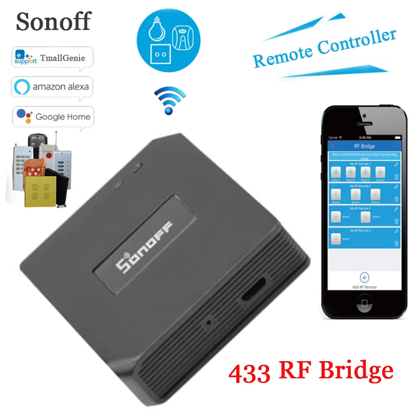 Tanie Sonoff most RF, 433 RF zdalnego konwerter 433, aby pilot Wifi sterowania, automatyczny moduł dla inteligentnego domu przełącznik Wifi kontroler Diy