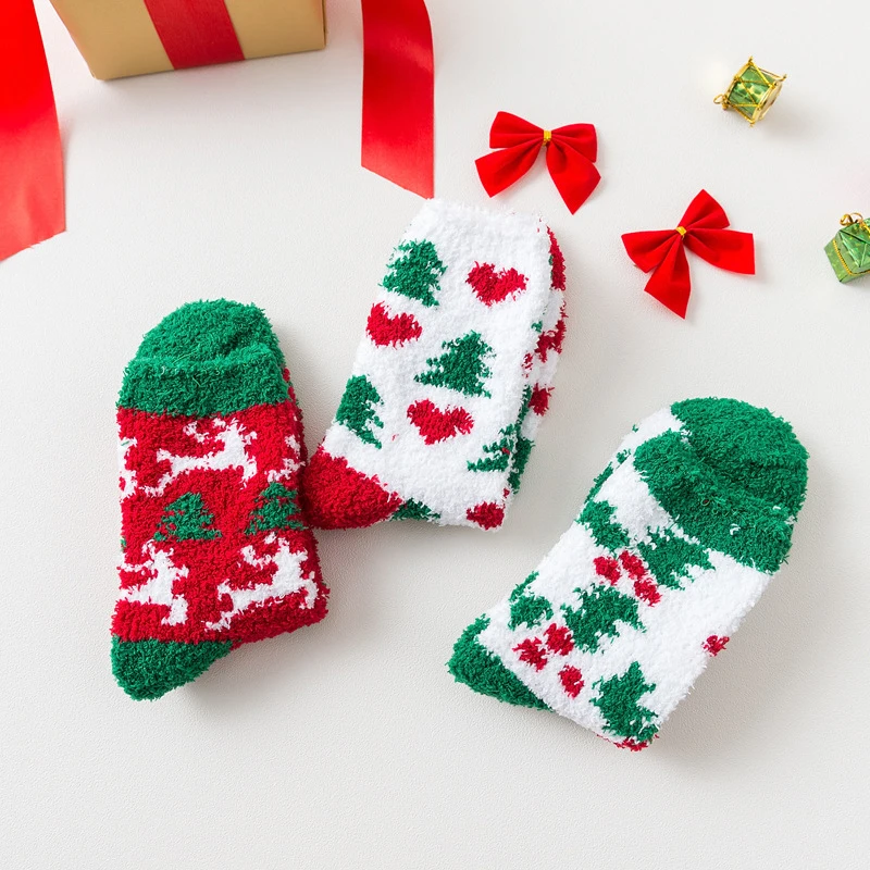 Носки на год, рождественские носки с изображением Санта Клауса и елки, теплые зимние стильные носки, короткие забавные хлопковые носки унисекс для женщин и мужчин