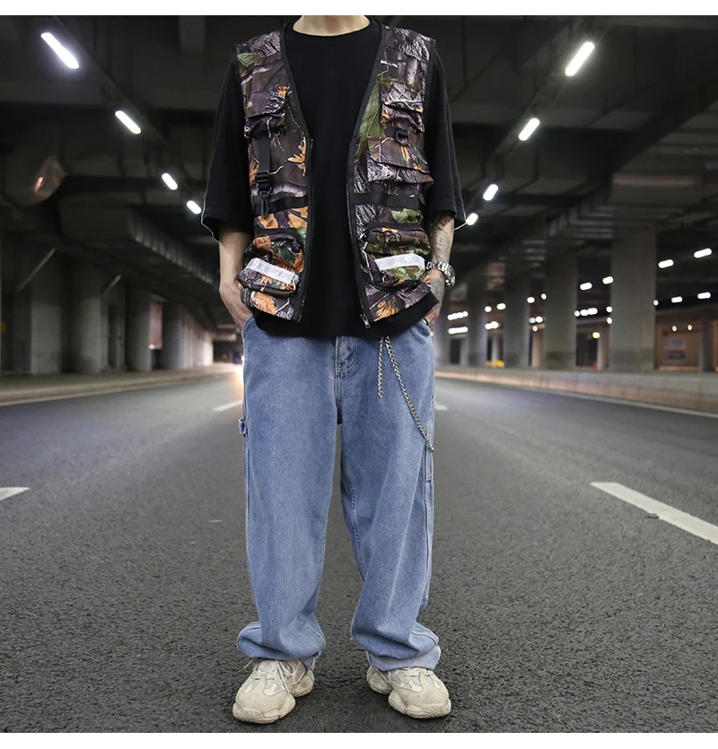 Модный жилет в стиле хип-хоп без рукавов, светоотражающий жилет-карго в полоску с карманом, военная куртка, уличная тактическая жилетка, толстовка