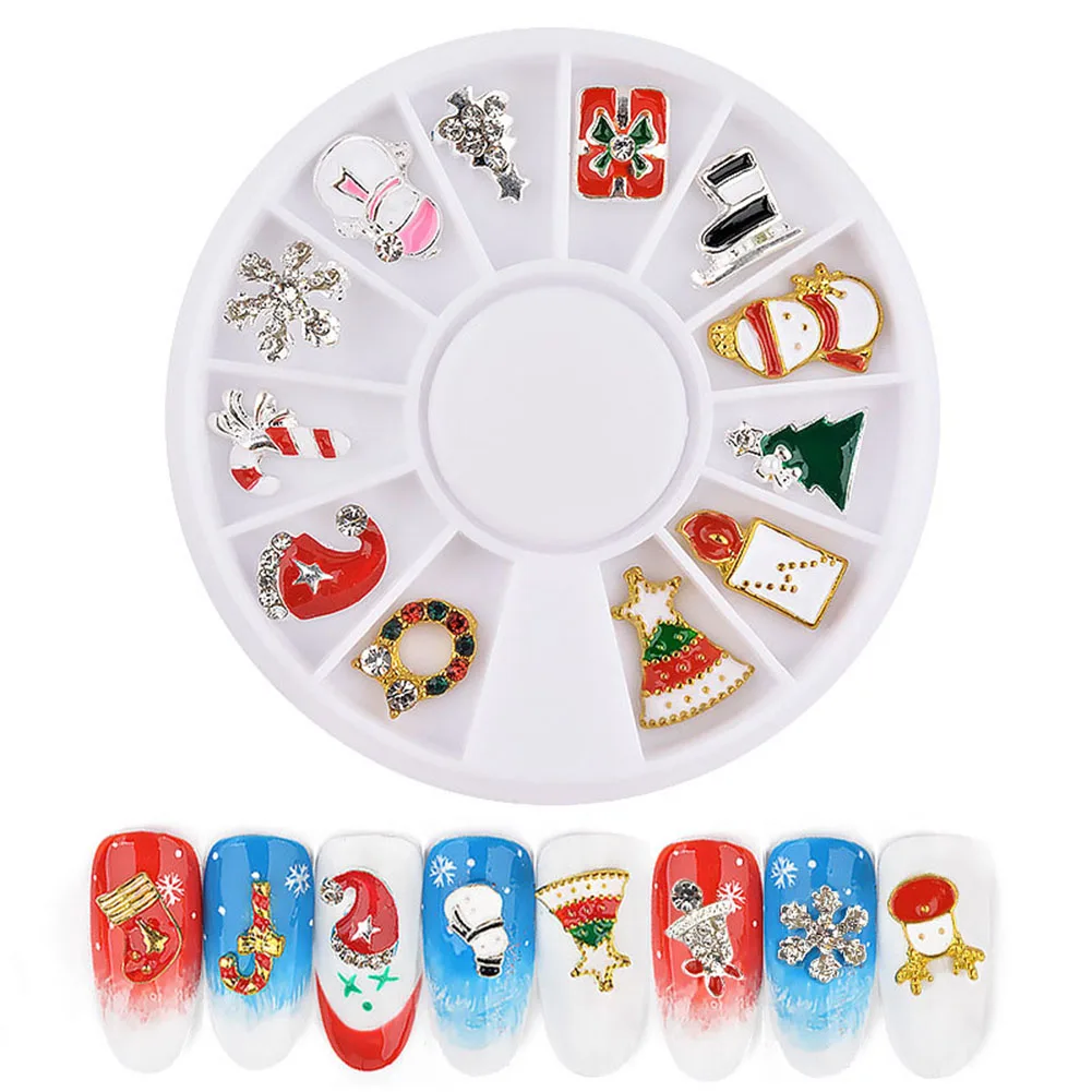 Hot sale Merry Christmas Nail Art Alloy Metal Charms Jewelry 3D DIY Decoration Mix Shape - Цвет: as picture