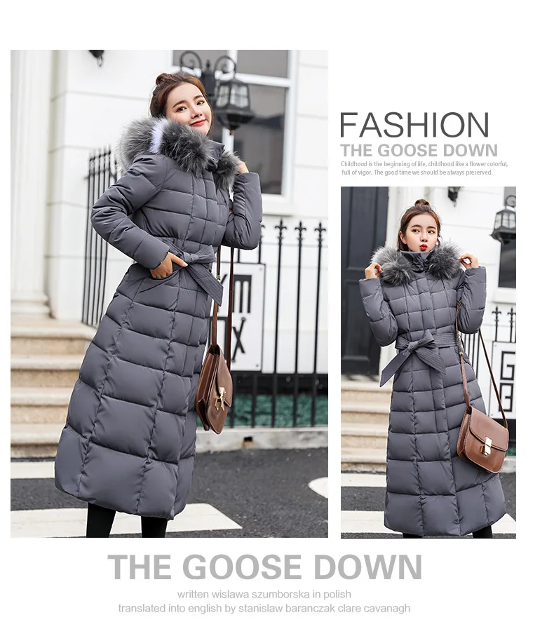Женский осенне-зимний утолщенный хлопковый пуховик, модный большой меховой воротник, теплые длинные пальто, стильная верхняя одежда, пальто