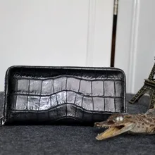Мужская Роскошная качественная натуральная/Настоящая из крокодиловый кожи мужские кошельки+ мужские Клатчи из кожи аллигатора длинный держатель для кредитных карт