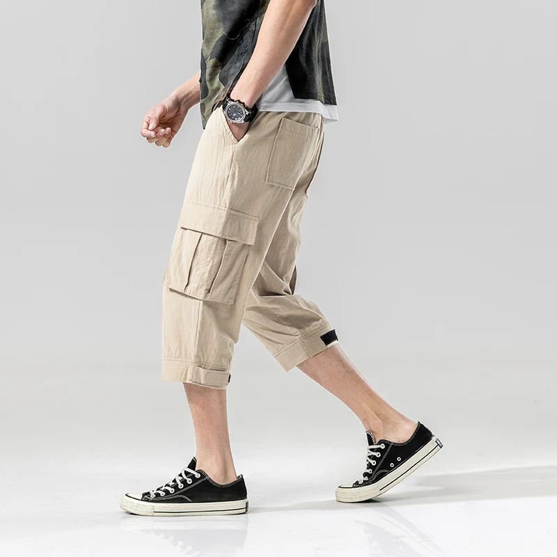 Solid Elastic Waist Shorts Men 
