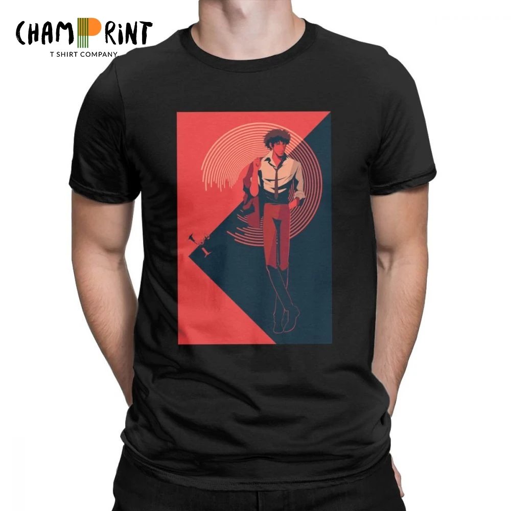 

Cowboy Bebop Men's T Shirt Spike Red Rock Novelty Cotton Short Sleeve Tees Crew Neck T-Shirts Print Clothes