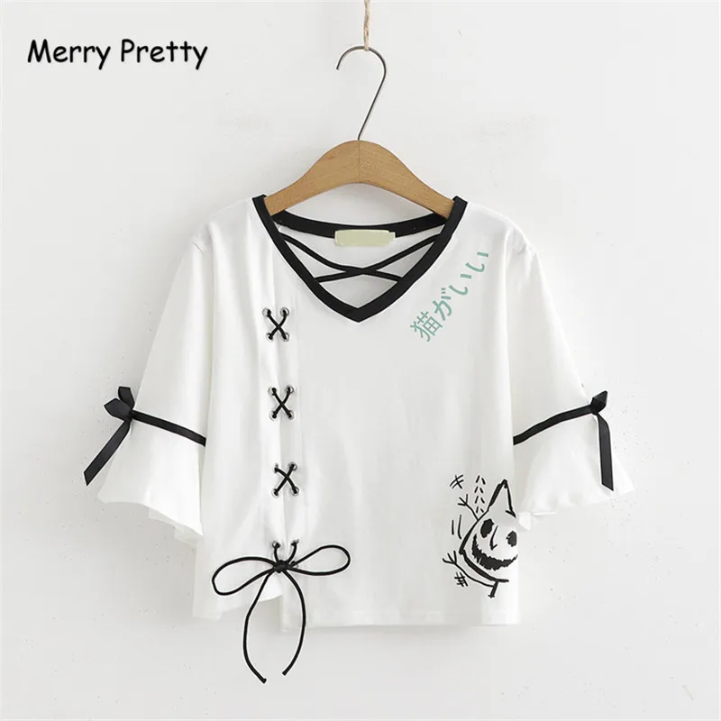 Merry Pretty/летний женский комплект 2 шт. на шнуровке Белый укороченный топ и черная