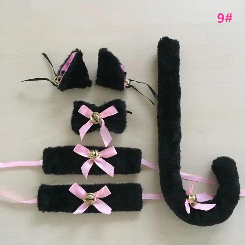 Cosplay&ware Cartoon Cat Fox Ear Bell Headband Bow Neckwear Maid Anime Cosplay Fancy Dress Set Women Girls Party Props Costume -Zentai shop online