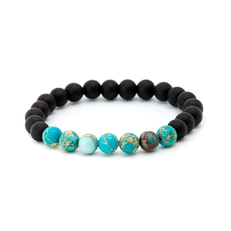 Faitheasy натуральный 8 мм черное покрытие императора ликопхита браслет буддизм головы энергии вулканический камень Бусины