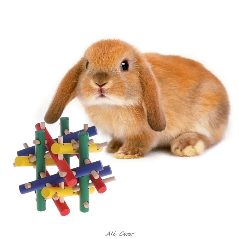 

Pet Toy Colorful Wood Safety Knot Nibbler Chew Bite For Rabbit Animal Kid Adults