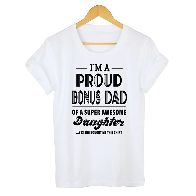 

Letter Printed Cotton Short Sleeve Fashion T-shirts Funny I'm A Proud Dad Of Super Awesome Daughter Men Joke GIFT T-shirts