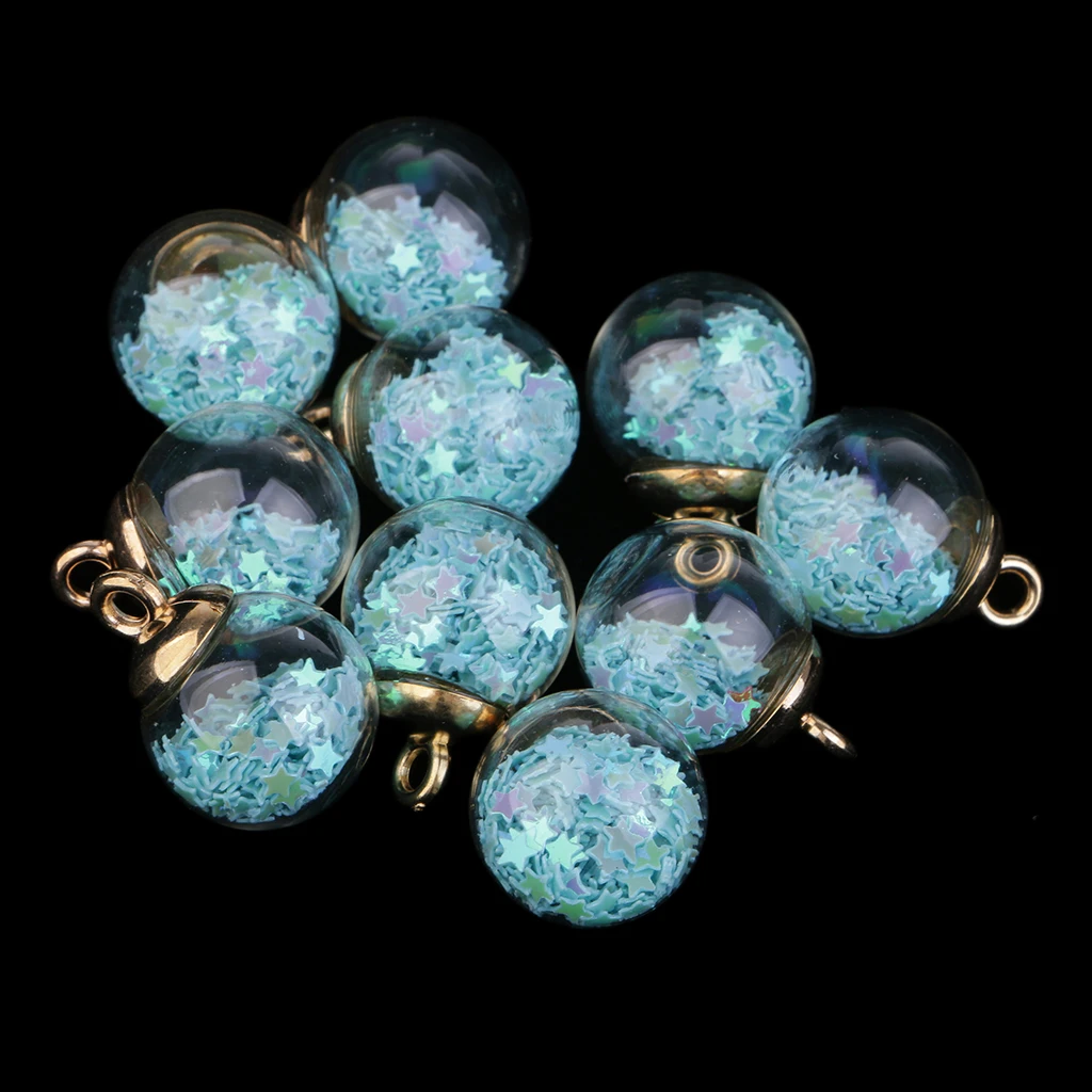 20pcs 16mm Colorful Transparent Glass Ball Star Charms Pendant Finding for Hair Jewelry Accessories Earring Jewelry Making