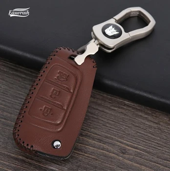 

2017 NEW High Quality Car Leather Key Case Cover Holder For Hyundai Elantra Solaris Santa Fe Tucson Verna i35 i40 Genesis Porter