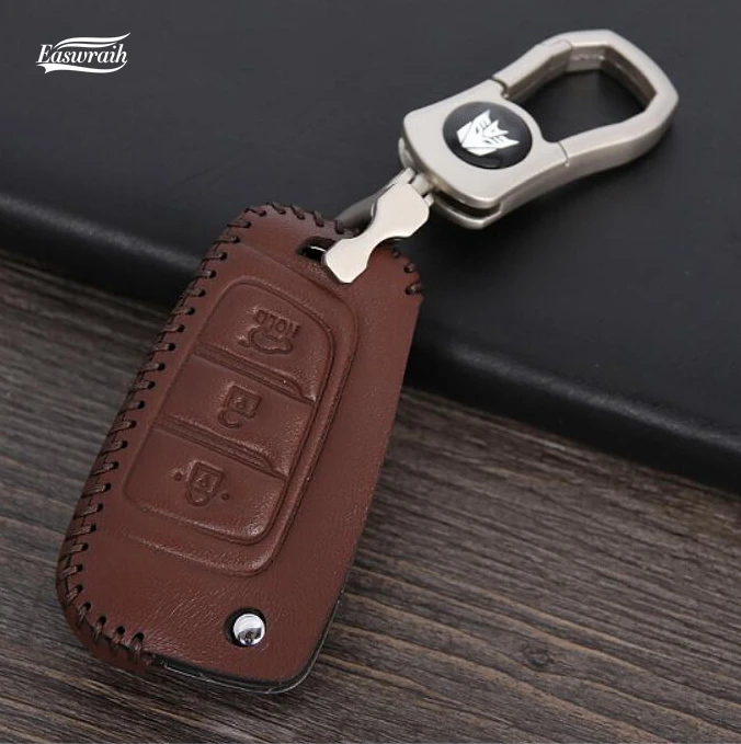 Кожаный чехол для ключей Hyundai Elantra Solaris Santa Fe Tucson Verna i35 i40 Genesis Porter|key case for car|car key