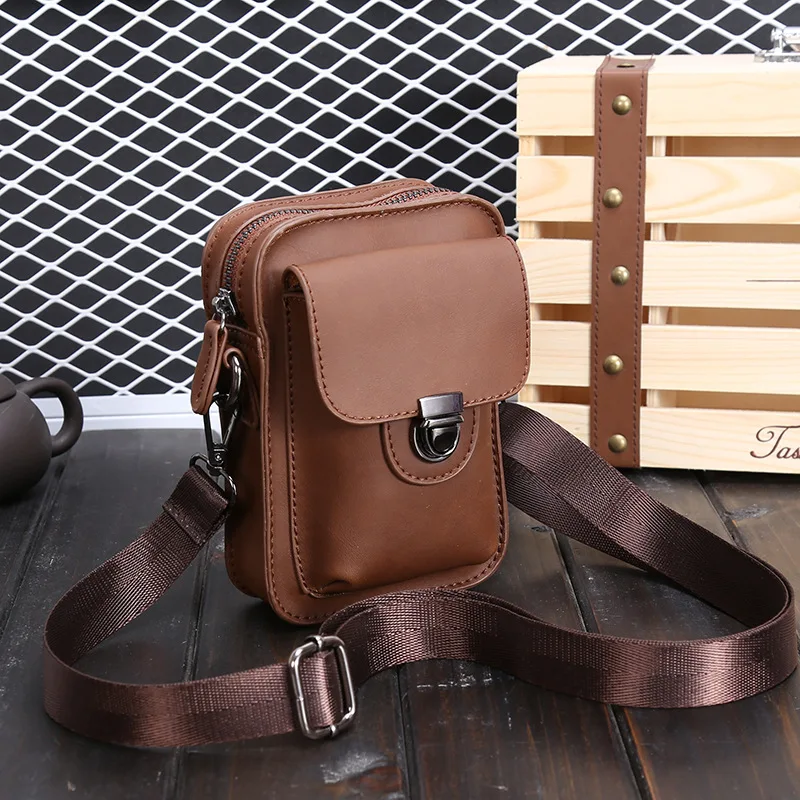 

AUGUR PU Leather Waist Pouch For Men 2018 Small Phone Money Belly Bag Fashion Coffee Fanny Pack Waist Bag Men's Travel Heuptas