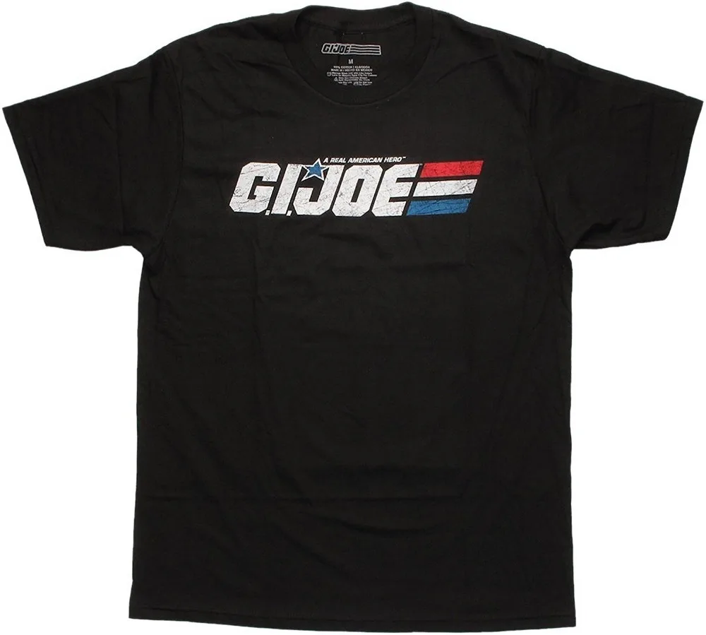 Новинка 2017 Мужская модная футболка с логотипом GI Joe Steel черная 30 забавная