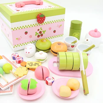 

Baby Toys Strawberry Simulation Afternoon Tea Cut Set Child Food Kitchen Wooden Toys Dessert Cake Pretend Play Birthday Gift