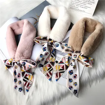 

MIARA.L shake sound the same style wool collar tide wool scarf female winter imitation rabbit hair tie scarf Korean version joke
