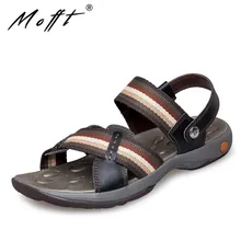 Большие размеры 36-47, летние пляжные сандалии, Мужские дышащие кожаные сандалии высокого качества, парусиновая и кожаная повседневная обувь для мужчин