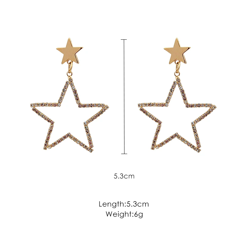 

Star earrings artificial crystal five-pointed star earrings temperament personality wild earrings female