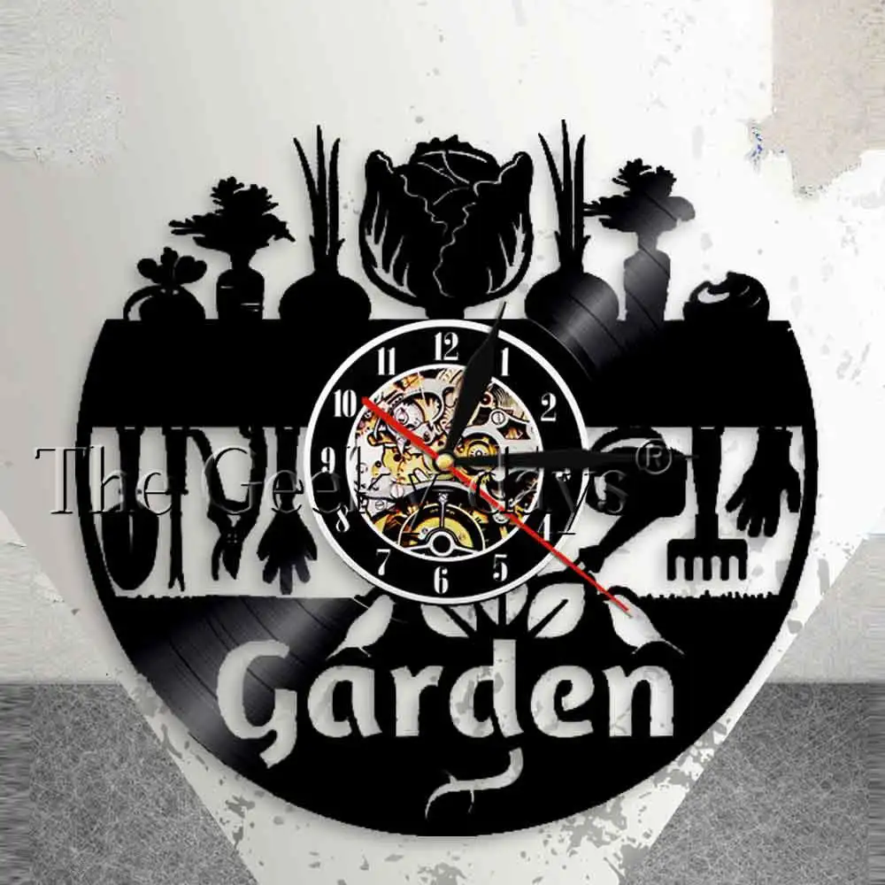 Nature Life Garden Wall Clock Garden Motive Wall Art Vinyl Record Wall