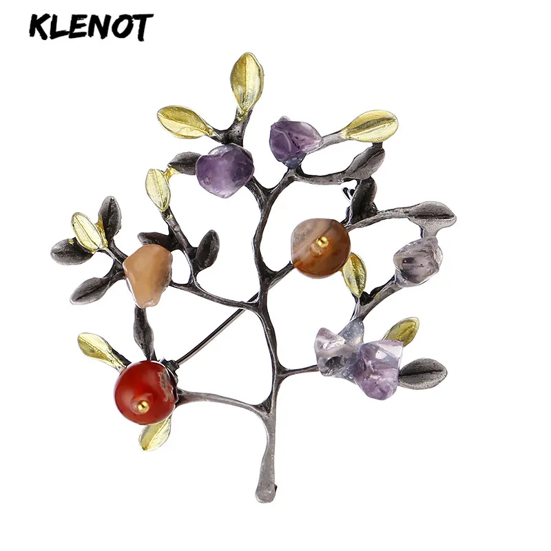 

Stone Tree Brooch Branch Pins and Brooches for Women Ancient Silver Plant Flower Brooch Natural Stone Craft Jewelry Scarf Pins