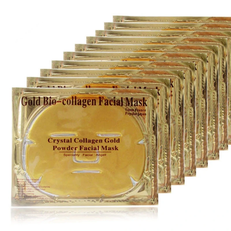 

10PCS/LOT Gold Bio-Collagen Facial Mask Face Mask Crystal Gold Powder Collagen Facial Mask Moisturizing Anti-aging