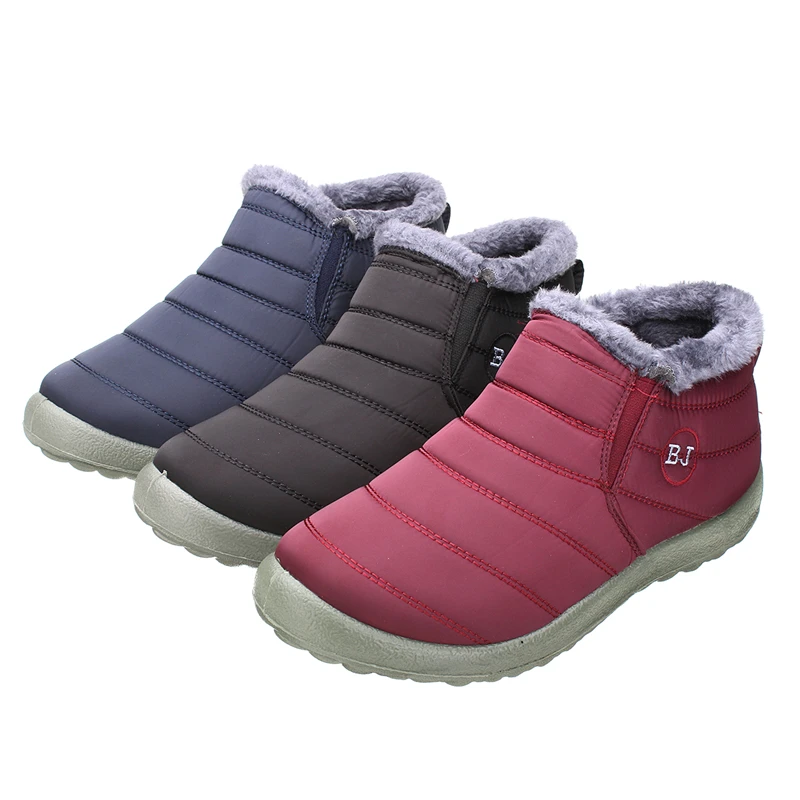 NIS/Водонепроницаемые зимние ботинки из ткани Оксфорд; женская обувь размера плюс; теплые короткие плюшевые ботильоны; сезон осень-зима; слипоны; botas mujer;