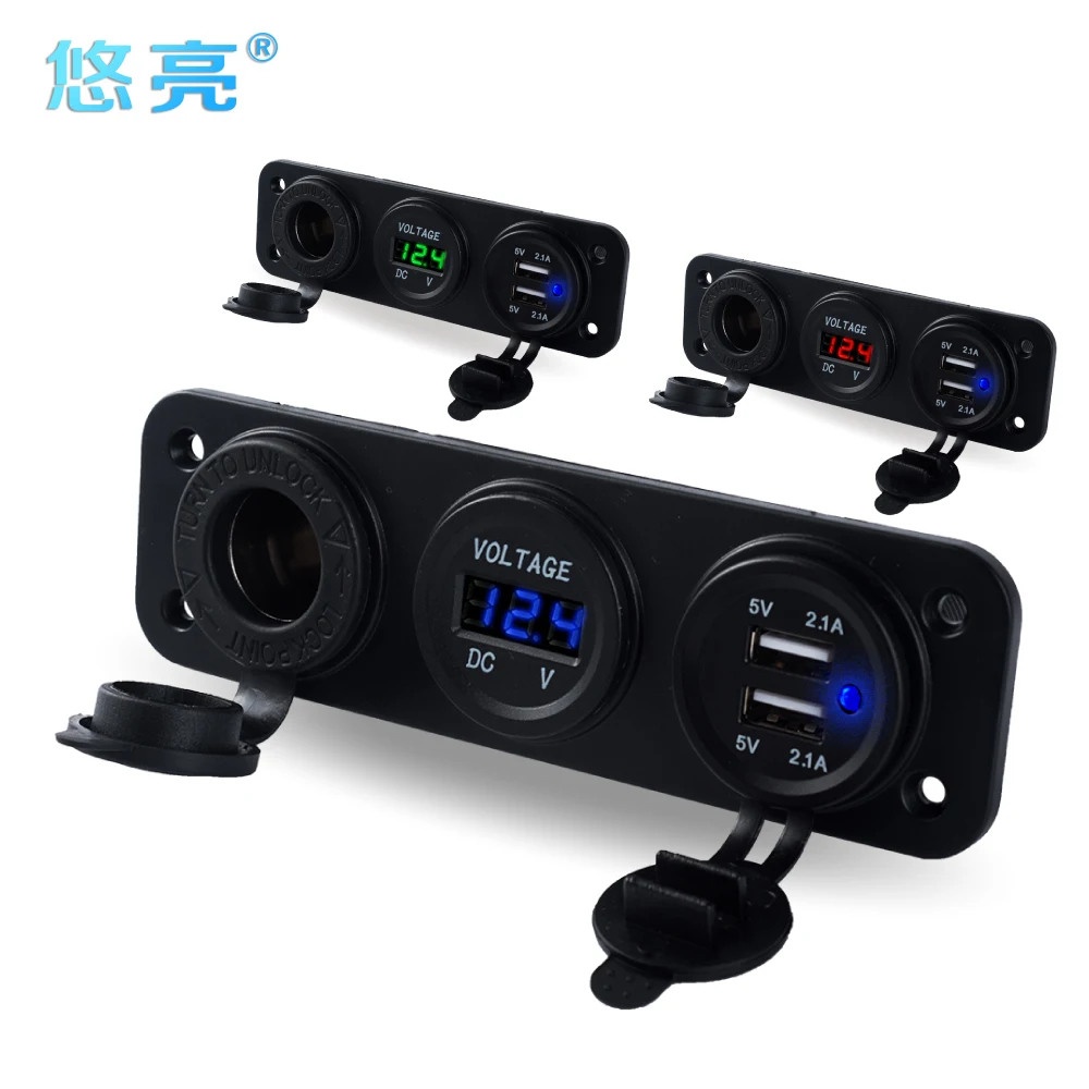 

Refit 12V Car Phone Battery Charger Quick 2 Port USB Car Charger With Voltmeter LED Display 12 Volt Cigarette Lighter Adapters