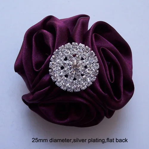 

(J0235) 25mm rhinestone button ,flat back,silver plating,100pcs/lot