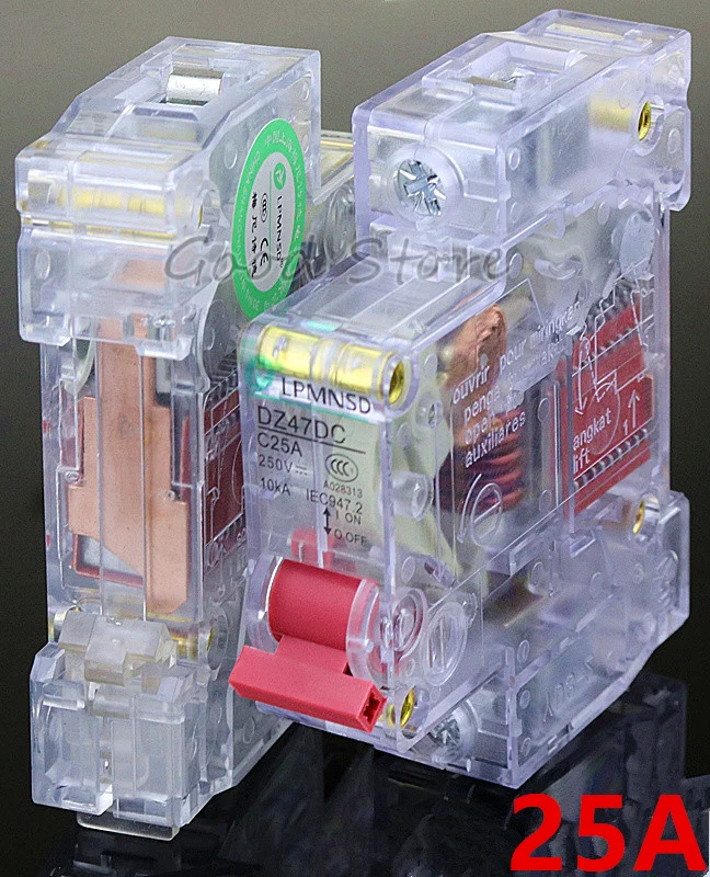 1PCS DZ47 MCB 25A 250V Transparent SD Alarm Auxiliary Switch AC DC