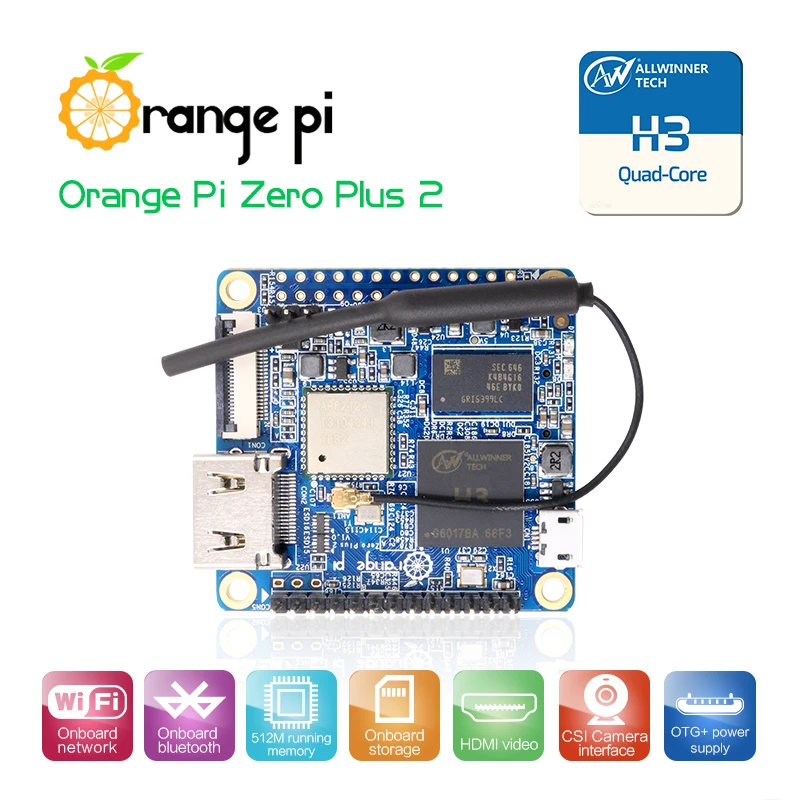 

Orange Pi Zero Plus2 H3 Quad-core WIfi Bluetooth, mini PC ,Support Android, linux, Beyond Raspberry Pi