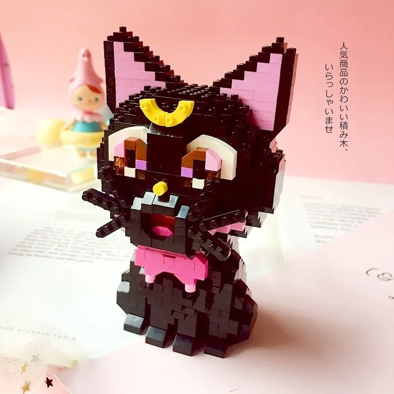 Мультфильм Красивые Sailormoon девушка Luna Cat маленькая частица Building Block для взрослых Игрушка Головоломка студент Аниме подарок украшения