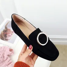 Pxelena/мягкая подошва удобные женские лоферы квадратный носок металлической пряжкой обувь без застежек на плоской подошве Повседневное лодка Туфли без каблуков новые весенние 34-43