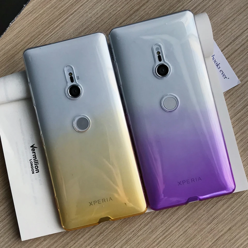 Тонкий градиентный чехол для телефона Sony XZ3 XZ XZ1 XZ2 XZ4 Compact Z5 Xperia X XA XA1 XA2 XA3 из ТПУ