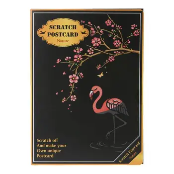 

4Pcs/Set Creative Color Postcard Scraping Night Scenes Scratching Cartoon Animal Characters Greeting Cards