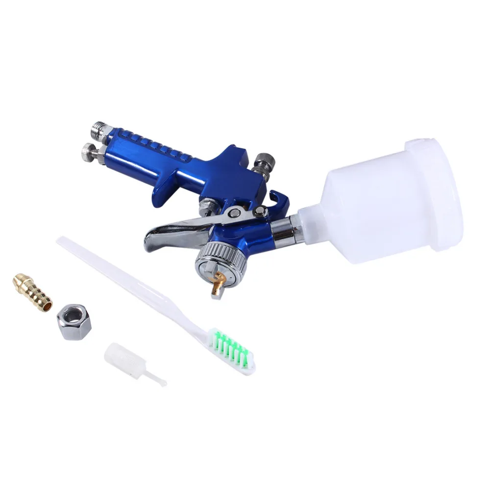 

Blue Gravity Feed HVLP Mini Air Paint Spray Airbrush Paint Spray Low Pressure 0.8mm Nozzle 120ml 100% For Painting Car Aerograph