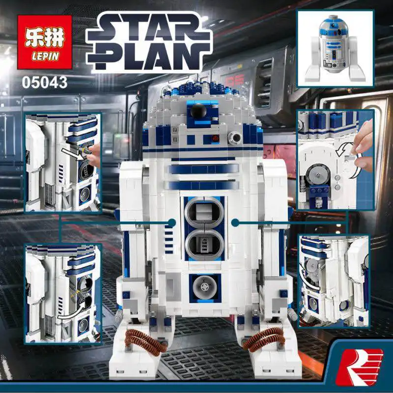 

Lepin 05043 2127Pcs New Genuine Star Series The R2-D2 Robot Set Out of print Building Blocks Brick Toy for kids puzzel gift wars