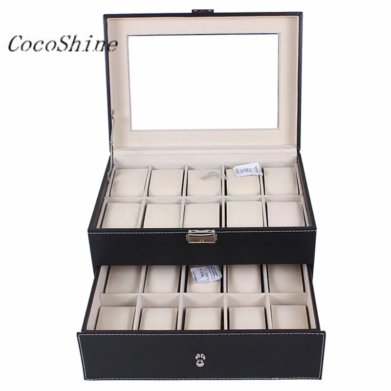 Free shipping Wholesale High Quality T 172 20 Slot font b Watch b font Box Leather