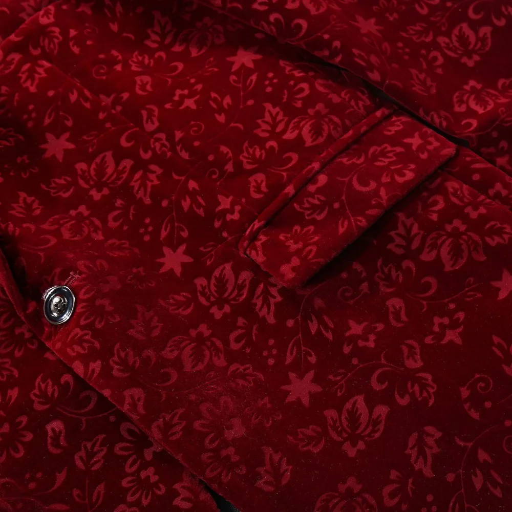 Для мужчин осень-зима винно-красный, Бургунди Вельветовая юбка с цветочным рисунком костюм для девочек с изображением куртка Slim Fit дизайн блейзера Сценические костюмы для певцов