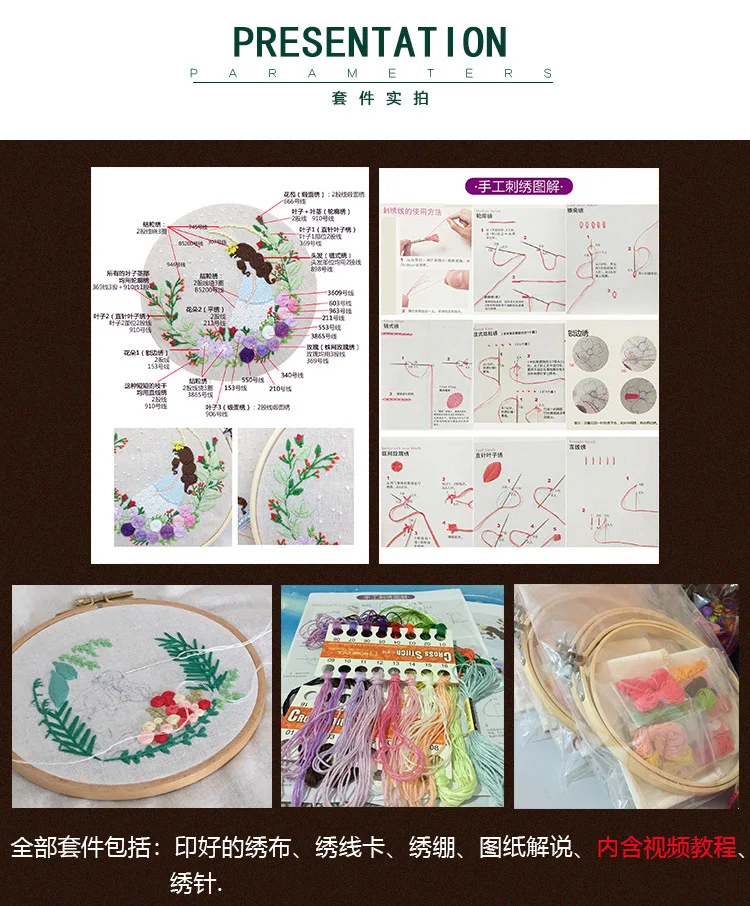 DIY Embroidery for Beginner Needlework Practice Kits Cross Stitch Wall Handmade Embroidery DIY Cloth Material Package