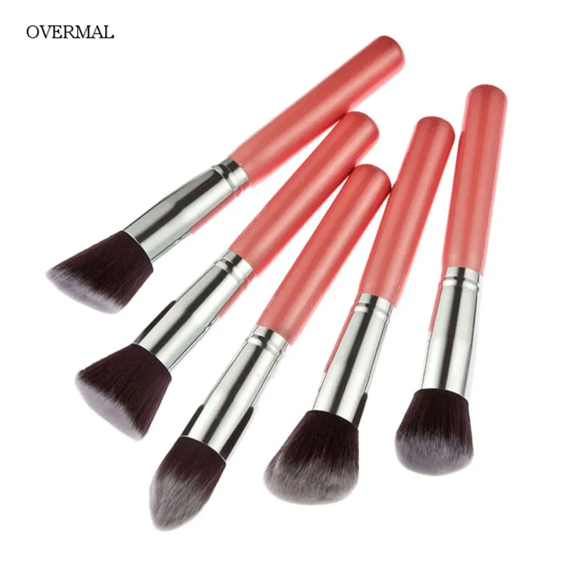 

10Pcs Professional Make up Brushes Set Foundation Blusher Kabuki Powder Eyeshadow Blending Eyebrow Brushes Pink/Silver OVERMAL