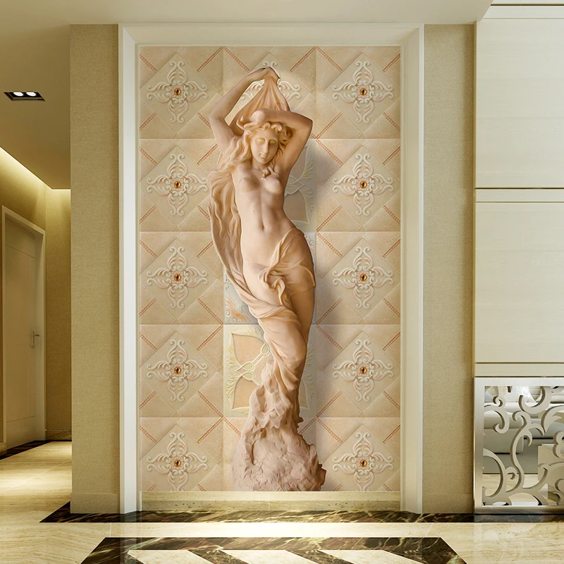 

European Style 3D Stereo Embossed Characters Wall Mural Wallpaper Hotel Lobby Hall Living Room Luxury Decoration Wallpaper Mural