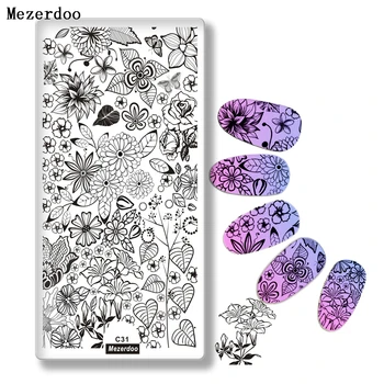 

Flowers Leaf Pattern Nail Stamping Plates Butterfly Image Stamping Printing Nail Art Templates DIY Manicure Stamp Tools 12*6cm