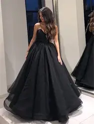 Простые черные вечерние платья 2019 Милая бальное платье пол длина выпускные Kleider Damen Abendkleid