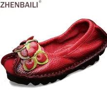 Femmes Chaussures 2017 Printemps Automne De Mode En Cuir Véritable En Cuir Slip-On Chaussures Plates Doux Respirant Femmes En Plein Air Casual Chaussures