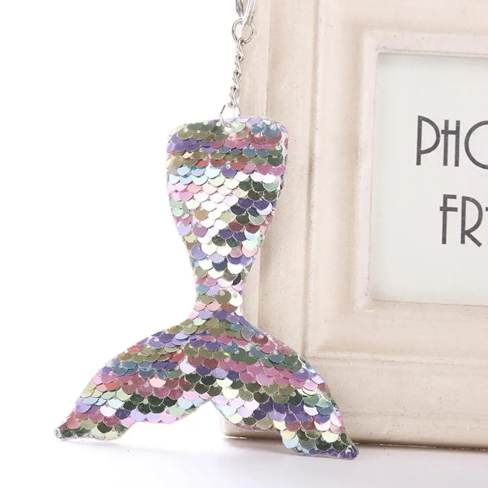 

mrwonder Sequin Fish Tail Key Chains Delicate Sequins Reflective Mermaid Tail Key Ring Keychain Pendant for Bag Decoration san0