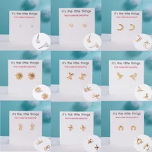 Rinhoo минималистский дизайн из нержавеющей стали серьги Для женщин цвета: золотистый, серебристый милые животные ананас, кактус сережки кошки ювелирные изделия в стиле минимализма